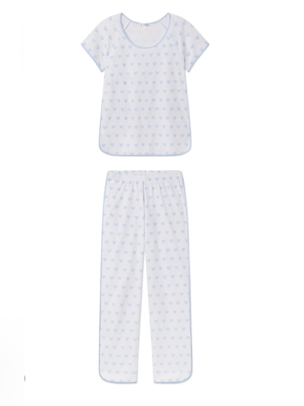 LAKE Women's Pima short long set in French Blue Heart Print - Picture 3 of 4
